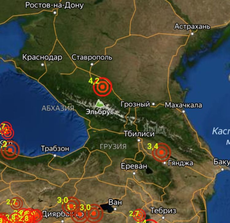Карта землетрясений ставропольский край